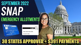 30 STATES APPROVED SEPTEMBER SNAP EMERGENCY ALLOTMENTS 95  391 Payments Approved in 2 STATES [upl. by Chemash287]