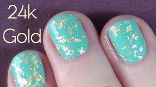 DIY Gold Leaf Nails  24 Carat Gold Topcoat [upl. by Suiramed]