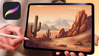 Desert Scene  Procreate tutorial 201 [upl. by Vernor]