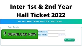 How to Download Inter Hall Ticket 2022  TS Inter Hall Ticket 2022 [upl. by Klotz]