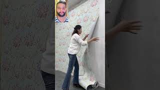 How to stick wallpaper for wall homedecor shortfeed home wallpaper walldecor changebackground [upl. by Yahs]