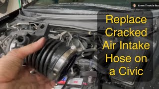 Replace Cracked Air Intake Hose on a 9th generation Honda Civic 2012  2015 [upl. by Sofie]