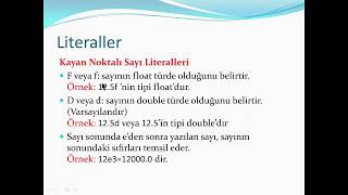 Java Dersleri 03Literaller [upl. by Gula]