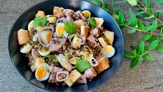 Salade gourmande et complète de lentilles 👌😋🧀🥚🧅 [upl. by Iidnarb]