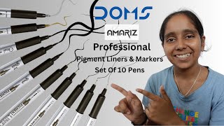 Review DOMS Amariz Professional Pigment Fine Liner amp Marker Pen [upl. by Willetta546]