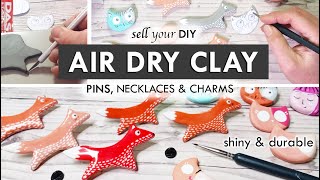 AIR DRY CLAY  how i make clay pins necklaces amp keychains✹ TO SELL [upl. by Selegna]