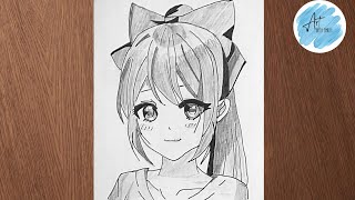 anime girl drawing  how to draw an anime girl  how to draw anime girl face  draw anime eyes [upl. by Yeoz]