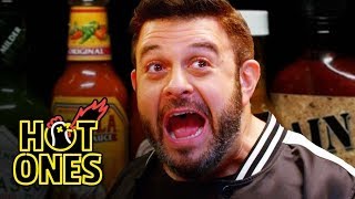 Adam Richman Fanboys Out While Eating Spicy Wings  Hot Ones [upl. by Kosaka]