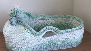 Moses basket Part 1 The base  How to make an oval in crochet [upl. by Einahpts]