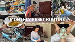 MY MONTHLY RESET ROUTINE 🫧 setting goals cleaning recharging amp more  Garima Verma [upl. by Golliner]