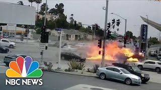 Dramatic Video Fiery Los Angeles Car Crash Kills Five Injures Seven [upl. by Gowrie]