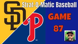 StratOMatic Baseball 2020 Padres 5531 vs Phillies 3056 GAME 87 [upl. by Einohtna]