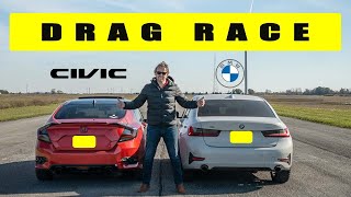 Tuned Honda Civic 15T CVT vs Tuned BMW 330i XDrive someone gets whooped badly Drag and roll race [upl. by Hau]