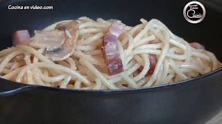 Espaguetis con salsa Carbonara Italiana receta fácil 151 [upl. by Damas]