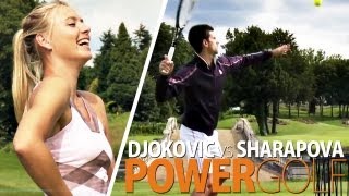 TennisVideo Djokovic vs Sharapova Challenge 1 Power Golf [upl. by Enerod]