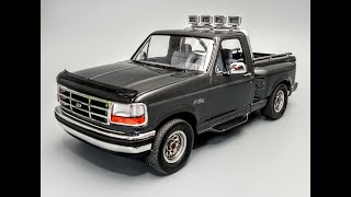 1992 Ford F150 Flare Side Pickup 351 V8 125 Scale Model Kit Build How To Assemble Paint Decals OBS [upl. by Kean]