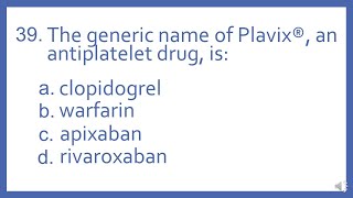 Top 200 Drugs Practice Test Question  The generic name of Plavix an antiplatelet drug is [upl. by Hoyt]