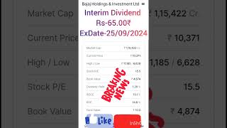 Bajaj Holdings amp Investment Ltd  company dividend anaunsh [upl. by Wilona]