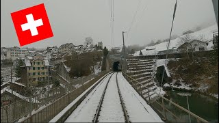 4K Führerstandsmitfahrt Nesslau  StGallen Train Cab Ride Switzerland Toggenburgerland in Fog [upl. by Aylat]