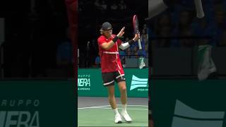 Thanks to the net  Davis Cup Italy  Belgium tennis sports highlights [upl. by Earized234]