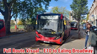 Full Route Visual  London Bus Route E10  Northolt Islip Manor to Ealing Broadway  8236 YX19OPR [upl. by Zirkle]