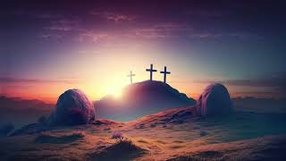 Three Crosses On Mountainside Rocky Hill Under Beautiful Sunrise Sky 4K Christian Worship Background [upl. by Allx]