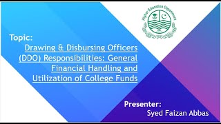 Drawing amp Disbursing Officers DDO Responsibilities Utilization of College Funds [upl. by Lj]