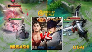 Musashi Vs Li Bai Comparison Skin Palm Flowers amp Swordsmanship Honor Of Kings [upl. by Icat]