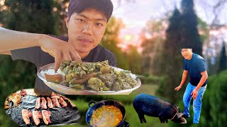 HOW TO COOK SPICY 🥵🥵 PORK BELLY WITH BRINJAL VILLAGE STYLE COOKING PORK RECIPE PORK CURRY [upl. by Rhys]