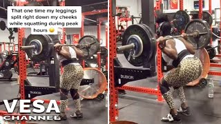 GYM FAIL  Womens leggings split while performing a set of heavy squats [upl. by Arhaz318]