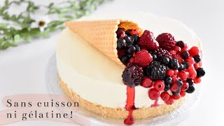 CHEESECAKE sans cuisson ni gélatine 😋 Facile et Inratable aux fruits rouges [upl. by Herwig]