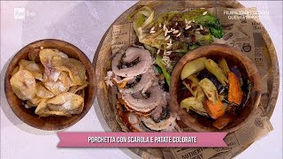 Porchetta con scarola e patate colorate  È sempre mezzogiorno 07052024 [upl. by Ahsiuq]