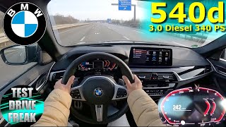 2022 BMW 540d xDrive 340 PS TOP SPEED AUTOBAHN DRIVE POV [upl. by Cowden]