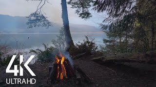 4K Campfire at the Mountain Lake with Calming Crackling Fire Sound  8 Hours [upl. by Eolhc154]