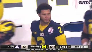 Donovan Edwards 53 Yard Run on the First Play  TCU vs Michigan  2022 Fiesta Bowl [upl. by Aniles]