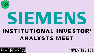 Siemens Limited Institutional Investor Analysts Meet  21 Dec 2023 [upl. by Anneirb]