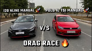 I20 nline manual vs polo 1L tsi manual  drag race 🚀  german 😍 still over koreans🐸 [upl. by Aivun]