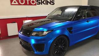 Hexis Satin Chrome Blue Full Wrap Range Rover SVR [upl. by Gabbi]