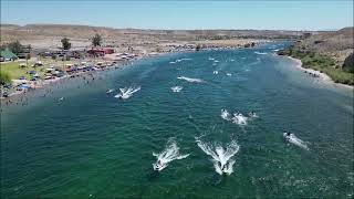 Colorado River at LaughlinBullhead City busy weekend aerial video [upl. by Kathi]