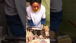 lathing wood handle skillful [upl. by Hannasus]