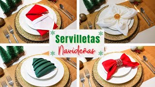 4 DISEÑOS DE SERVILLETAS NAVIDEÑAS  Ideas para decorar tu mesa [upl. by Rosenberger865]