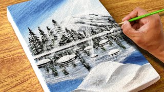 Winter scenery painting  Canvas painting  Painting tutorial [upl. by Chambers]