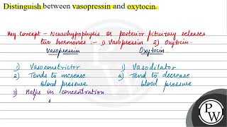 Distinguish between vasopressin and oxytocin P W [upl. by Ylyl]