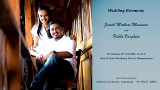 Wedding Ceremony Live Streaming of Jinesh Mathew Mammen with Febila Varghese [upl. by Eade]