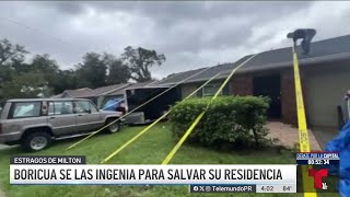 Boricua se las ingenia para proteger su casa del huracán Milton [upl. by Aklim706]