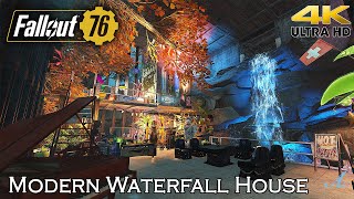 Fallout 76  Modern Waterfall House CAMP w tutorial in 4K [upl. by Doss]