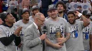 Luka Doncic wins the 2024 Magic Johnson Western Conference Finals MVP award 🏆  NBA on ESPN [upl. by Bartram]