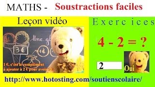 Soutien scolaire maternelle maths en ligne  Soustractions faciles [upl. by Slaby]