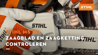 Zaagblad en zaagketting controleren  STIHL MS 181 [upl. by Googins]