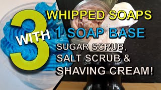 Make Foaming Sugar Scrub Whipped Salt Scrub amp Whipped Shaving Cream From Just ONE Soap Base Recipe [upl. by Eilama218]